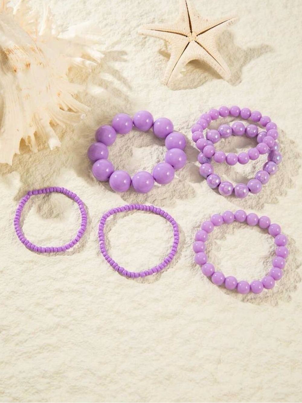 Lavender Purple Beaded Stack Bracelet Set - Picture 4 of 8